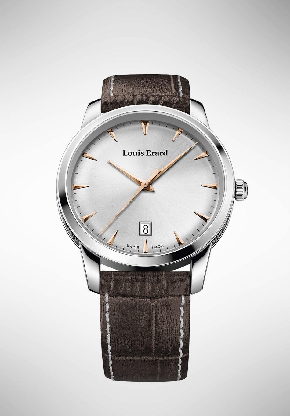 Louis Erard La Carree Automatic Watch, Silver Dial With Leather Strap