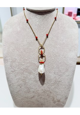 Collana Soara in argento, con corallo e perle SOA2453