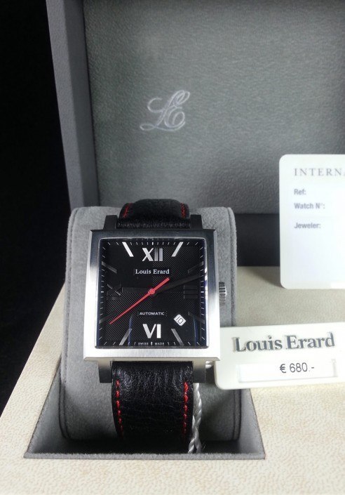 Louis Erard La Carree Classique Rare Square Stainless Steel Leather  Automatic Mens Wristwatch 34 MM Louis Erard | The Luxury Closet